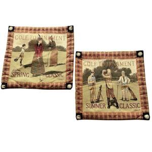 Tapestry Golf Pillow Cover Set Ladies Classic Mens Tournament J Wiens 17x17 Inch
